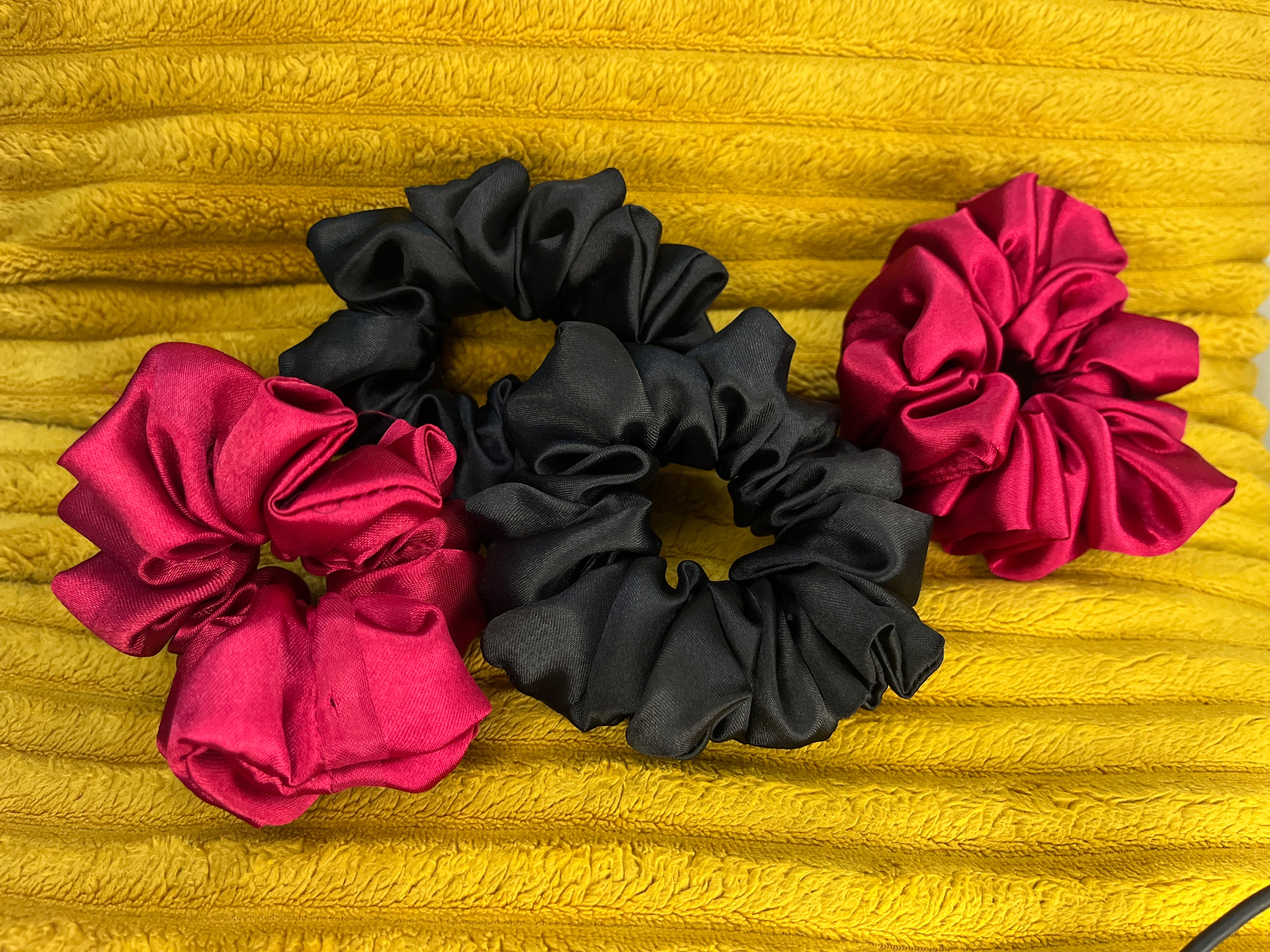 Premium Handmade Regular Satin Scrunchies/Best Gifts for Women &Girl/ Pack of 4
